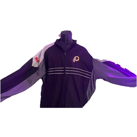 Vintage Washington Redskins Jacket Adult XL Black Gray White Windbreaker NFL - Picture 3 of 12